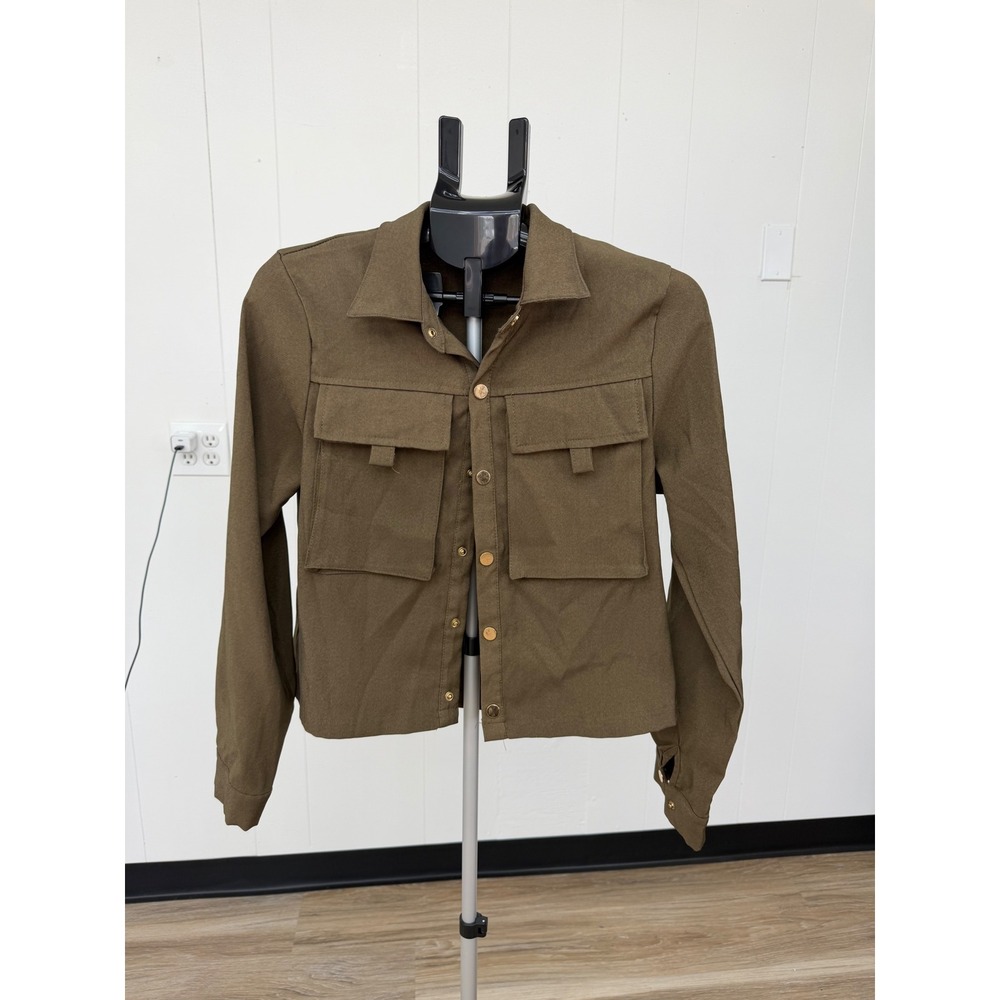 Red Marine Utility Jacket Womens Medium Olive Green Fair Military Cargo Pockets
